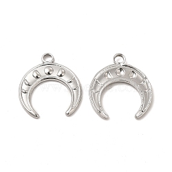 304 Stainless Steel Pendants, Double Horn/Crescent Moon Charm, Stainless Steel Color, 22.5x20.5x2mm, Hole: 2.7mm(STAS-I671-14P)