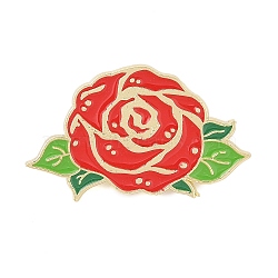 Flower Golden Enamel Pins, Painting Alloy Brooches for Backpack Clothes, Rose, Red, 22x37mm(JEWB-K012-07A-G)