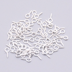 Iron Screw Eye Pin Peg Bails, for Half Drilled Beads, Silver, 10x5x1.5mm, Hole: 2.3mm, Pin: 1.4mm(IFIN-TAC0001-02S-02)