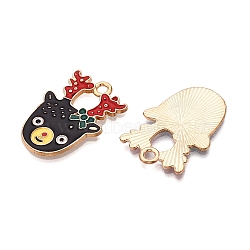 Christmas Theme Alloy Enamel Pendants, Cadmium Free & Lead Free, Light Gold, Deer, 27x19x1.5mm, Hole: 2mm(ENAM-T020-10D)