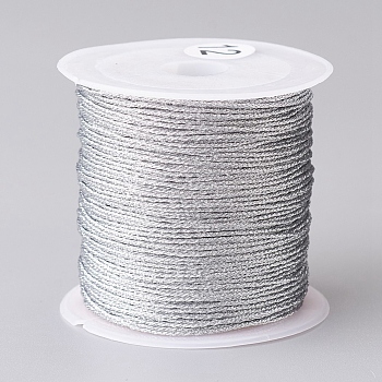 Metallic Cord, for Jewelry Making, Silver, 0.8mm, about 27.34 yards(25m)/roll