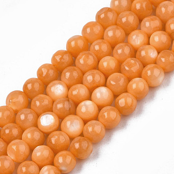 Natural Freshwater Shell Beads Strands, Dyed, Round, Sandy Brown, 4mm, Hole: 0.8mm, about 97~99pcs/strand, 14.88 inch~15.16 inch(37.8~38.5cm)