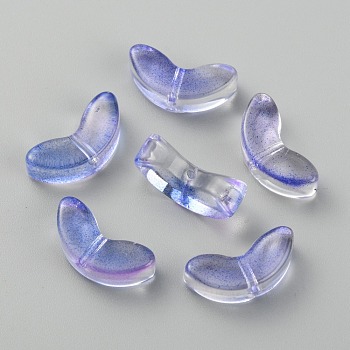 Transparent Handmade Lampwork Beads, Leaf, Lilac, 6.5x14x5mm, Hole: 1mm