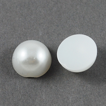 ABS Plastic Imitation Pearl Cabochons, Half Round, White, 2.5x1.25mm