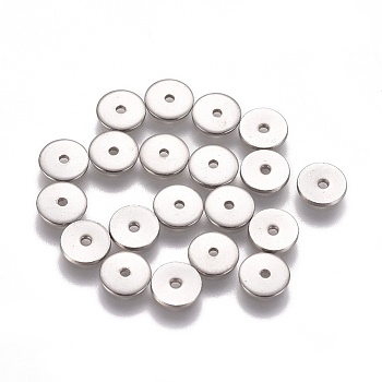 304 Stainless Steel Spacer Beads, Flat Round, Stainless Steel Color, 6x0.8mm, Hole: 1mm