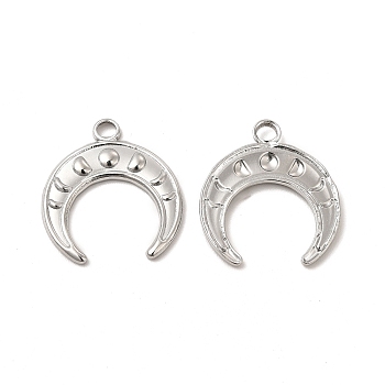 304 Stainless Steel Pendants, Double Horn/Crescent Moon Charm, Stainless Steel Color, 22.5x20.5x2mm, Hole: 2.7mm