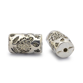 CCB Plastic Carved Column Beads, Antique Silver, 32x20x17mm, Hole: 4mm