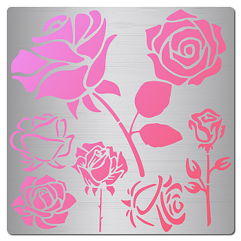 Stainless Steel Cutting Dies Stencils, for DIY Scrapbooking/Photo Album, Decorative Embossing DIY Paper Card, Matte Stainless Steel Color, Rose Pattern, 16x16cm