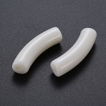 Opaque Acrylic Beads, Curved Tube, Old Lace, 32x9.5x8mm, Hole: 1.8mm
