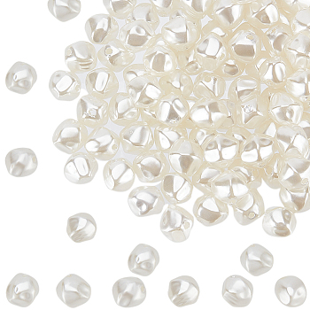 200Pcs ABS Plastic Imitation Pearl Bead, Polygon, Beige, 10x9x8mm, Hole: 1.5mm