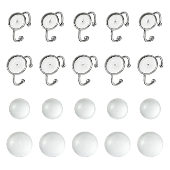 DIY Blank Dome 304 Stainless Steel Open Cuff Rings Making Kit, Stainless Steel Color, 1.5mm, Inner Diameter: 18~18.2mm