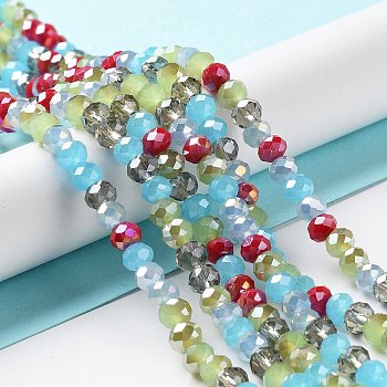 Glass Beads Strands, Faceted, Rondelle, Light Steel Blue, 6x5mm, Hole: 1mm, about 85~88pcs/strand, 16.1~16.5 inch(41~42cm)