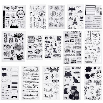 Silicone Stamps, for DIY Scrapbooking, Photo Album Decorative, Cards Making, Rectangle, Clear, 6~131x6~150mm
