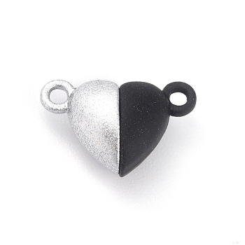 Alloy Magnetic Clasps, Heart, Black, 15x9.5x6mm, Hole: 1.5mm