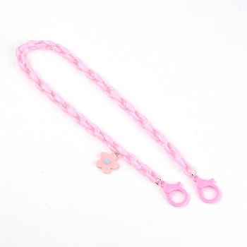 Eyeglasses Chains, Neck Strap for Eyeglasses, with Acrylic Cable Chains, Flower, Pearl Pink, 22.72 inch(57.7cm)