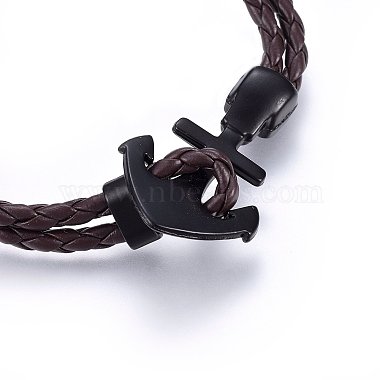 Bracelets multi-rangs avec cordon en cuir tressé(BJEW-F347-05A)-3