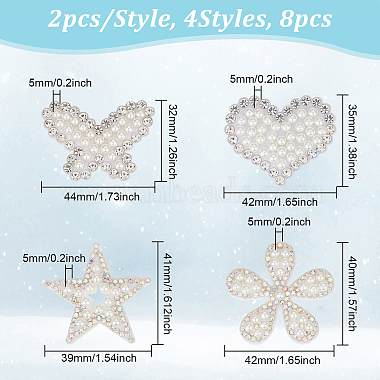 8Pcs 4 Styles Star/Flower/Heart/Butterfly Non-woven Fabric Appliques(DIY-GO0001-71)-2
