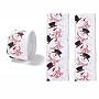Christmas Theme Polyester Imitation Linen Wrapping Ribbon, for Crafts Decoration, Floral Bows Craft, Red, Snowman Pattern, 2-1/2 inch(62mm), about 6.56 Yards(6m)/Roll