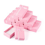 Cardboard Jewelry Set Boxes, with Sponge Inside, for Rings Necklaces Earrings Storage, Rectangle, Pink, 8.5x5x2.5cm(CON-TAC0013-04A)