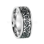 Retro Viking 201 Stainless Steel Finger Rings for Men, Antique Silver, Triangle, 8mm, US Size 9(18.9mm)(FS-WGFAFFE-09)