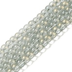 Glass Bead Strands, with Glitter Powder, Round, Dark Green, 6x5.5mm, Hole: 1mm, about 142pcs/strand, 29.92''(76cm)(GLAA-K068-01A-05)