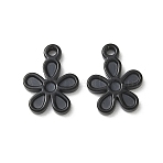 304 Stainless Steel Pendant Cabochon Settings for Enamel, Flower Charms, Ion Plating(IP), Black, 17x13x2.5mm, Hole: 1.8mm(STAS-H240-35EB-01)