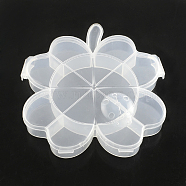 Flower Plastic Bead Storage Containers, 9 Compartments, Clear, 17.4x15.5x2.5cm(X-CON-Q023-06)