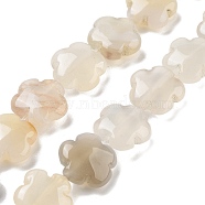 Natural White Agate Beads Strands, Flower, 16x16x6mm, Hole: 1.4mm, about 25pcs/strand, 14.57~14.96 inch(37~38cm)(G-F769-G01-01)