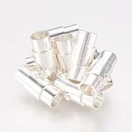 Brass Locking Tube Magnetic Clasps, Column, Silver, 15x7mm, Hole: 4.8mm(MC077-S)