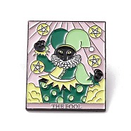 The Fool Word Enamel Pin, Cat Tarot Alloy Badge for Backpack Clothes, Electrophoresis Black, Player Pattern, 30.5x25.5x1.5mm, Pin: 1mm(JEWB-H007-19EB)