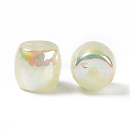 Opaque Acrylic Beads, AB Color, Macaron Color, Barrel, Yellow, 15.5x16.5mm, Hole: 3mm(OACR-C009-01B)