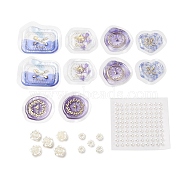 DIY Scrapbooking Tool Sets, Including Resin Wax Seal Stickers, Plastic Pearl Stickers and Flower Ring Plastic Beads, Thistle, 32~38x33.5~45x1.5~2mm(DIY-P079-A03)