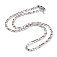 Men's 304 Stainless Steel Figaro Chain Necklace, with Lobster Claw Clasps, Stainless Steel Color, 20 inch(51cm)(NJEW-JN03263)