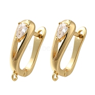 Rack Plating Brass Micro Pave Cubic Zirconia Hoop Earring Findings, Long-Lasting Plated, Lead Free & Cadmium Free, with Loop, Real 18K Gold Plated, 18.5x15x5.5mm, Hole: 1.2mm, Pin: 0.8x11mm(EJEW-H143-04G)