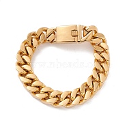 Ion Plating(IP) 304 Stainless Steel Curb Chains Bracelet for Women, Golden, 9-1/2 inch(24cm)(BJEW-E107-10G)