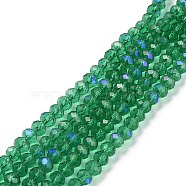 Electroplate Glass Beads Strands, Half Rainbow Plated, Faceted, Rondelle, Dark Cyan, 3.5x3mm, Hole: 0.4mm, about 113~115pcs/strand, 32~33cm(EGLA-A034-T3mm-L12)