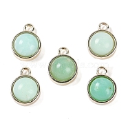 Natural Chrysoprase Pendants, with GoldenTone Rack Plating Brass, Flat Round, 9.8x7.5x4.3mm, Hole: 1.2mm(G-K372-03G-06)