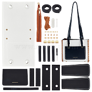 DIY PU Imitation Leather Bag Making Kits, with Alloy Finding, Black, 0.55~80.5x1~22.1x0.2~0.8cm, Hole: 1~15.5mm(DIY-WH0321-28)