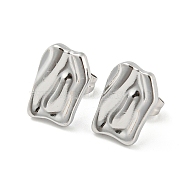 304 Stainless Steel Stud Earrings, Twist Rectangle, Stainless Steel Color, 13x8.5mm(EJEW-I290-05P)
