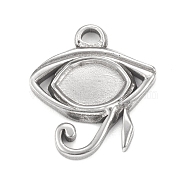 304 Stainless Steel Pendant Cabochon Settings, Eye of Ra, Religion, Stainless Steel Color, Tray: 9.5x6.5mm, 20x18x2mm, Hole: 2mm(STAS-F287-59P)