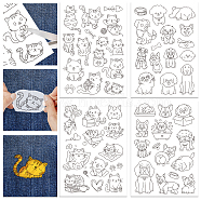 4 Sheets 11.6x8.2 Inch Stick and Stitch Embroidery Patterns, Non-woven Fabrics Water Soluble Embroidery Stabilizers, Cat Shape, 297x210mmm(DIY-WH0455-078)