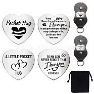 1 Set Friendship Theme Heart Double-Sided Engraved Stainless Steel Commemorative Decision Maker Coin, with 1Pc Velvet Cloth Drawstring Bags, Word, 25x25x2mm, 4pcs/set(AJEW-GL0001-60-002)