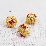 Brass Enamel Beads, Golden, Round, Cloud, 12mm(PW23030898431)