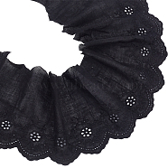 US 4.7~5 Yards Cotton Embroidery Flower Ribbons, Flat, Black, 5-5/8~6 inch(142~152mm)(OCOR-MA0001-03A)
