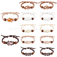 PandaHall Elite 10Pcs 5 Colors Braided Nylon Cord Macrame Pouch Bracelet Making, Adjustable Wood Beads Interchangeable Stone Bracelet, Mixed Color, Inner Diameter: 2-5/8~3-3/8 inch(6.68~8.6cm), 2pcs/color(BJEW-PH0004-15)