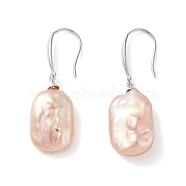 Natural Pearl Dangle Earrings for Women, with Sterling Silver Pins, PeachPuff, 33~35x11~11.5mm(EJEW-C082-10A-P)