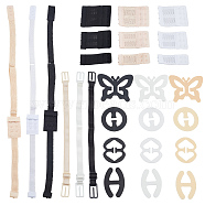 Undergarment DIY Kit, with Plastic Bra Strap Clips & Polyester Women's Underwear Bra Extenders, with Stainless Steel Hook & Loops, Mixed Color, 34~262x14~78x1~5.5mm, 45pcs/box(FIND-NB0005-20)