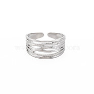 304 Stainless Steel Criss Cross Open Cuff Ring for Women, Stainless Steel Color, US Size 9 3/4(19.5mm)(RJEW-S405-215P)