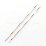 Iron Beading Needles Pins, Platinum, 100x0.5mm, Hole: 0.5x1.5mm(TOOL-R111-08)