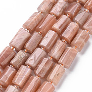 Natural Sunstone Beads Strands, Faceted, Column, 8~11x6~8x5~7mm, Hole: 1mm, about 15~17pcs/strand, 7.28~7.48 inch(X-G-S345-8x11-011)